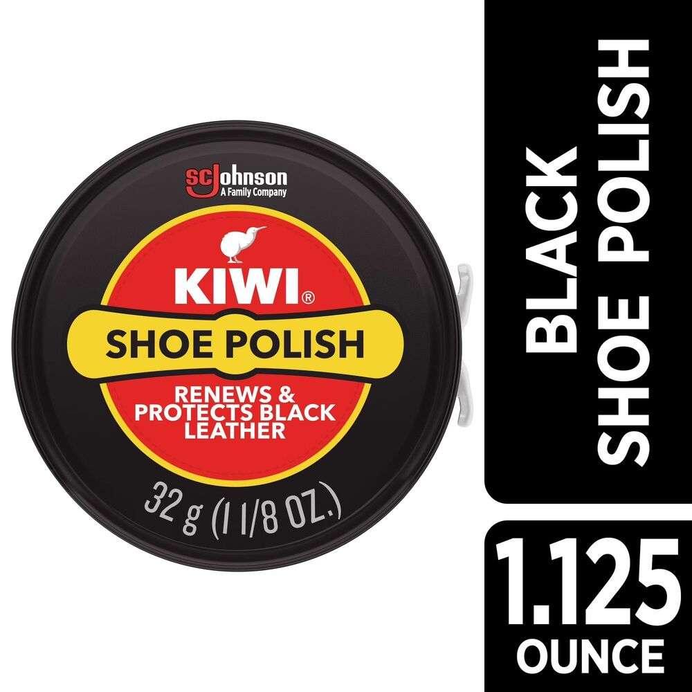KIWI Black Shoe Polish 32g 1.125oz Renew Protect Leather New